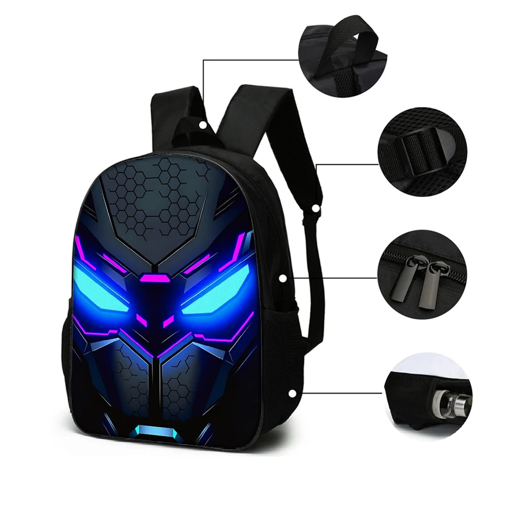 Cyberpunk Robot Pattern Backpack – Ultra Lightweight Polyester School & Travel Bag, Unisex