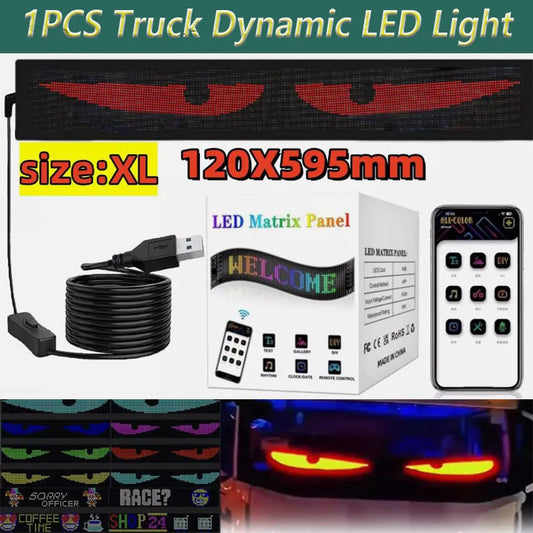 60×12cm Bluetooth LED Matrix Windshield Display with App Control and Remote