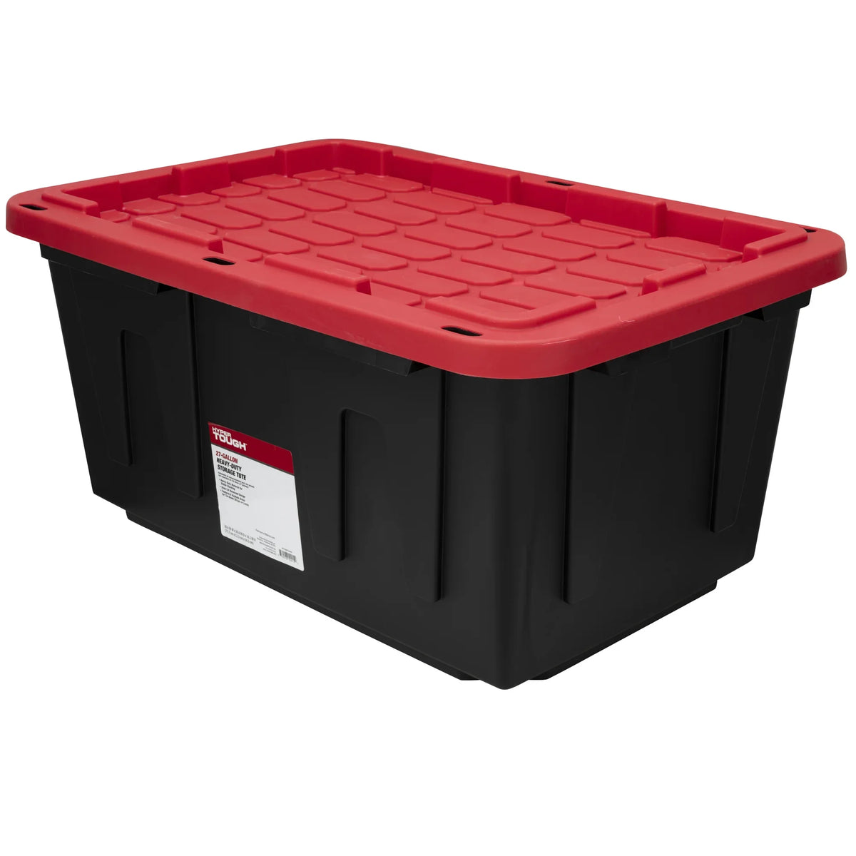 27 Gallon Heavy-Duty Storage Bin with Snap Lid – Black & Red Plastic Storage Container