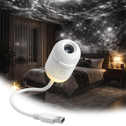 2-in-1 USB Galaxy Star Projector Night Light with Interchangeable Projection Films