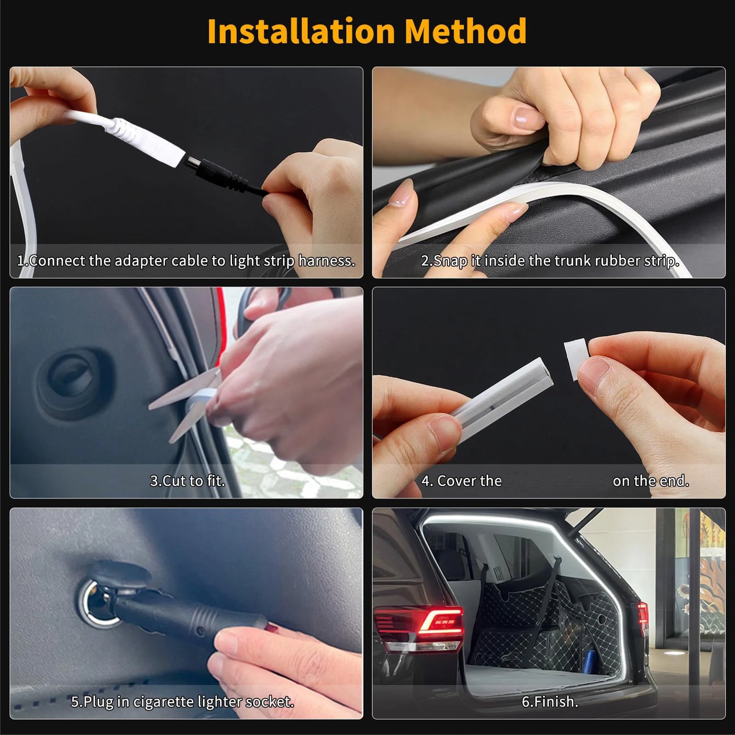 5M Flexible LED Trunk Strip Ambient Light – Silicone, Clip-In, 12V, Ice Blue / White / Warm White