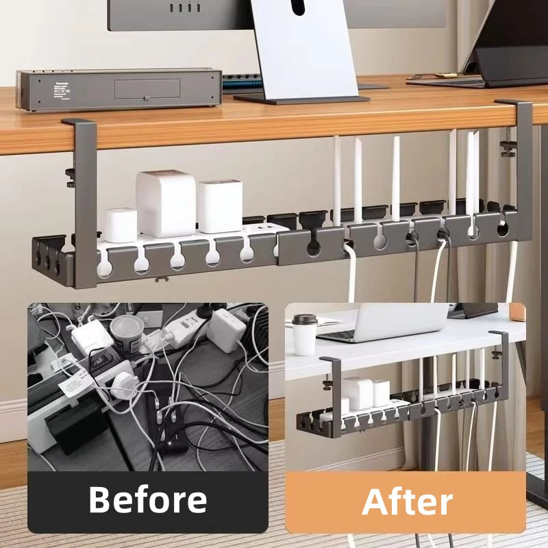 Under Desk Cable Management Tray – No-Drill, Iron, Retractable or Fixed, Home Office PC Router Wire Organizer