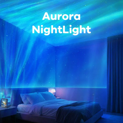 Aurora Box Projector Night Light Bluetooth Ambient Lamp with White Noise and Stepless Dimming for Bedroom