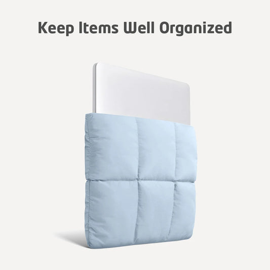 Puffy Quilted Laptop Sleeve – Water-Resistant, Magnetic Closure, Fleece Lining, 13–14" & 15–16", MacBook Air Pro Compatible