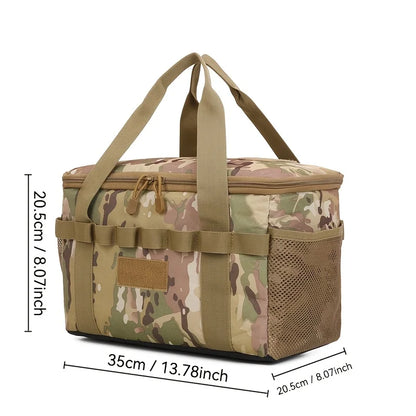 14L Tactical Camping Storage Bag – 600D Oxford, MOLLE, Waterproof Bottom, 3 Dividers, Camping Hiking Picnic
