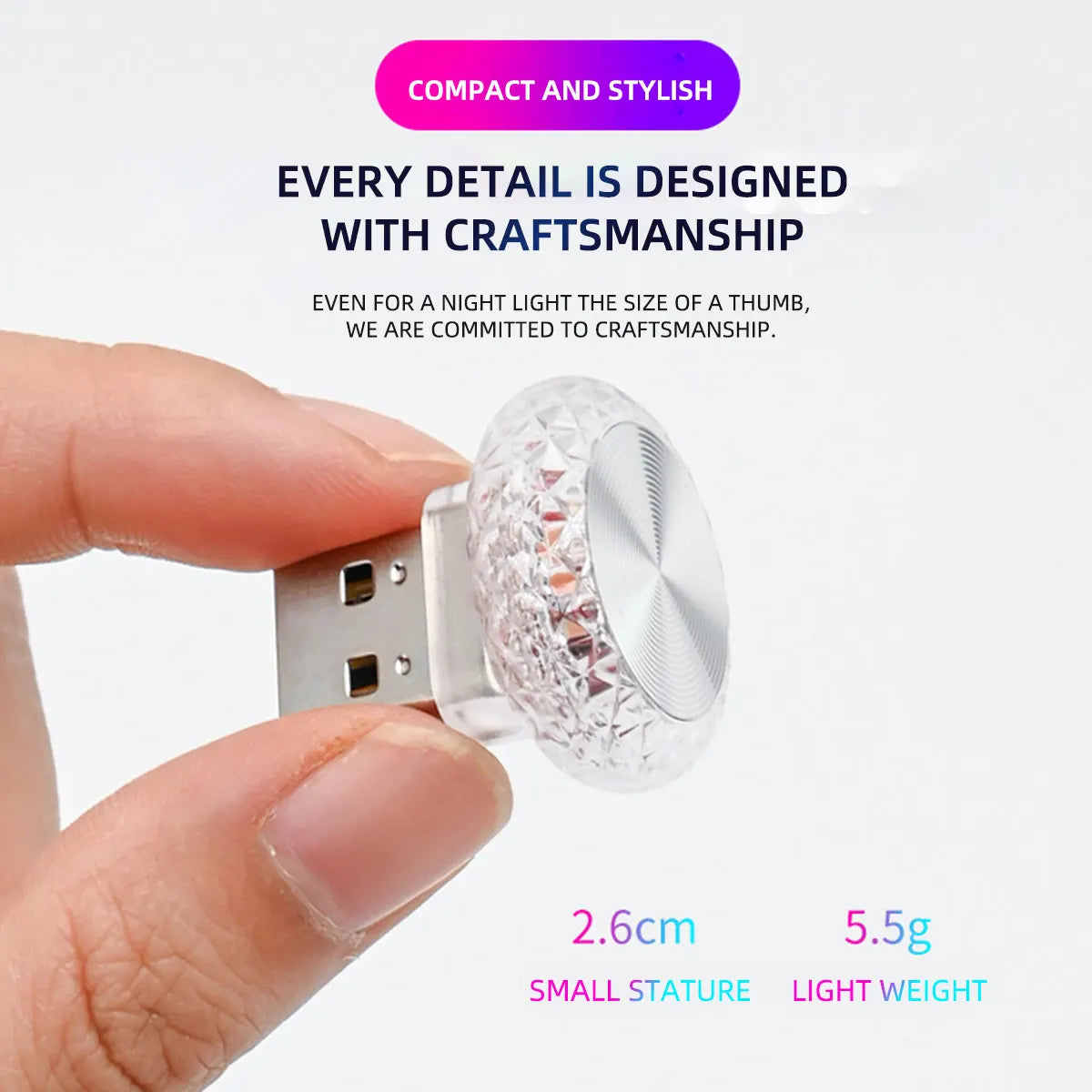Portable USB Mini LED Ambient Light for Car Interior & Computer