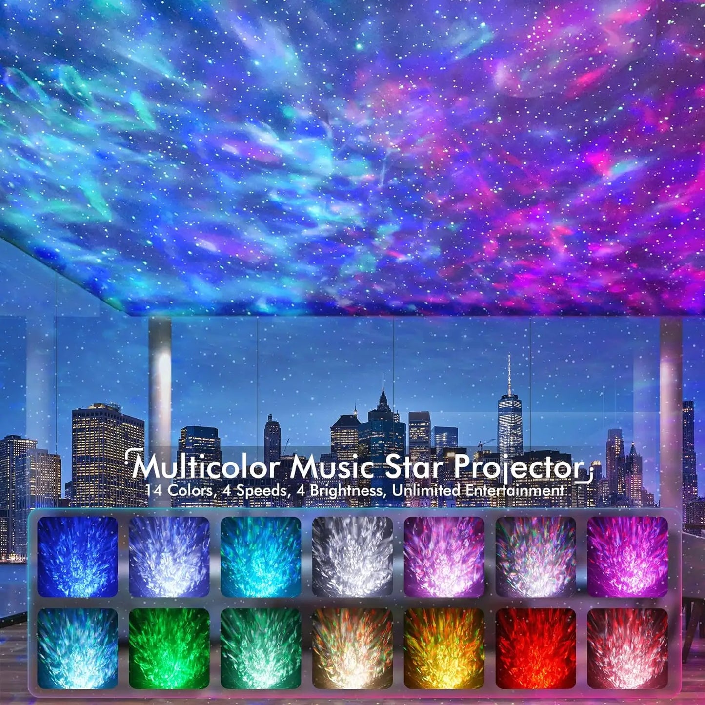 Dinosaur Egg Galaxy Star Projector Night Light with Music Player and White Noise Nebula Lamp