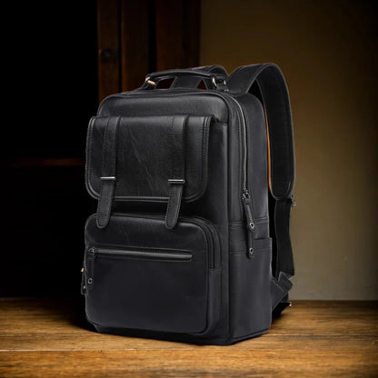 Men's PU Leather Laptop Backpack – Vintage Business Daypack