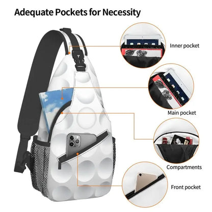 Golf Ball Pattern Sling Bag – Men's Crossbody Chest Bag for Travel, Hiking & Outdoor