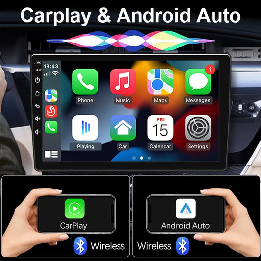 2 DIN Wireless Car Stereo with Apple CarPlay Android Auto Bluetooth and 7 Inch or 9 Inch IPS Touchscreen