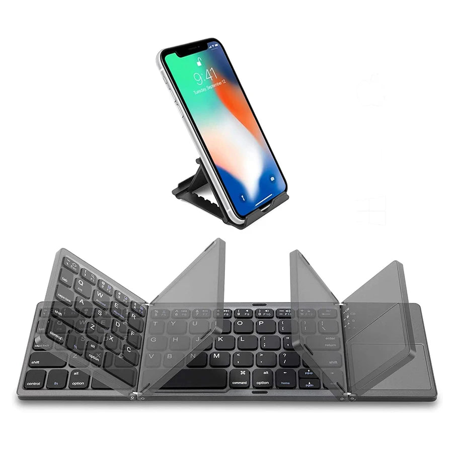 Foldable Wireless Bluetooth Keyboard Rechargeable Portable Keyboard for PC Mac Smartphone iOS Android