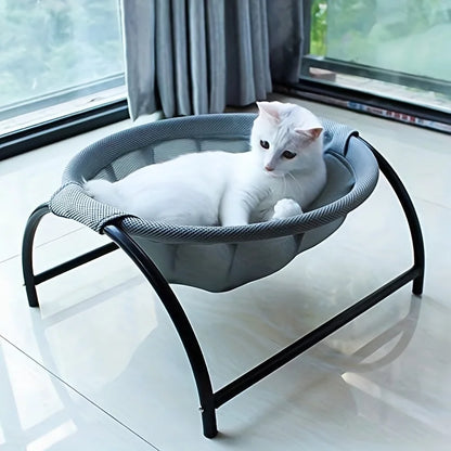 Breathable Cat Hammock Bed with Metal Frame – Cooling Cot for Indoor Cats