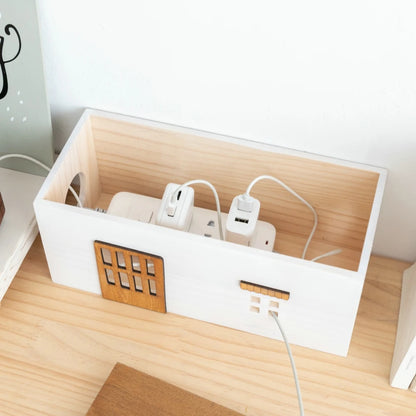 Wooden Desktop Cord Storage Box Desktop Organization Storage