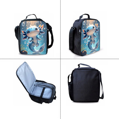 Sea Dragon 3D Print School Backpack 3-Piece Set – Backpack, Lunch Bag & Pencil Case for Boys & Girls