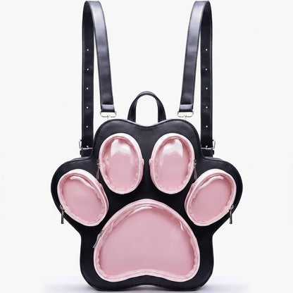 Cat Paw Lolita Backpack – Cute Kawaii Multi-Layer PVC Shoulder Bag for Women
