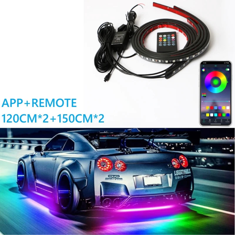 RGB LED Car Underbody Light Kit with App & Remote Control 12V