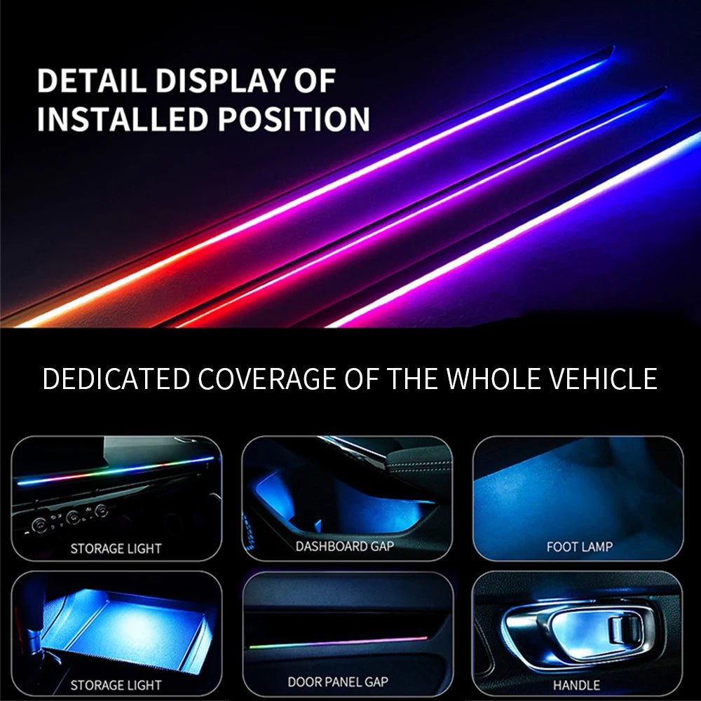 Car Ambient Lights Kit 18 in 1 RGB LED Interior Symphony Lights with App Control Acrylic Strip