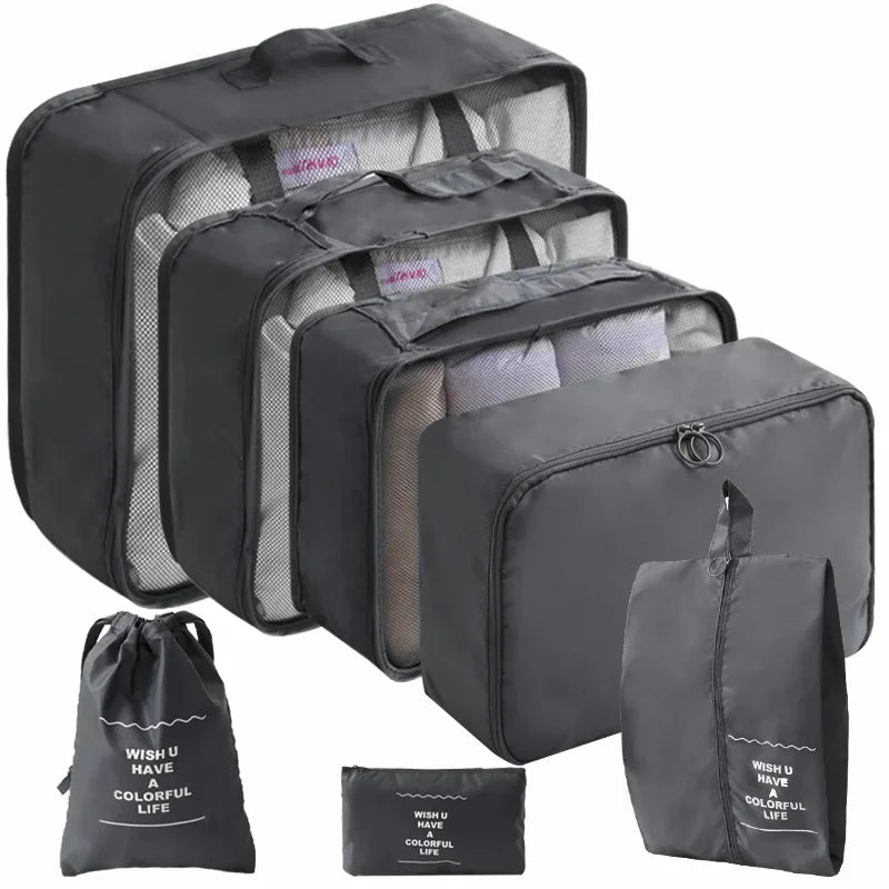 Travel Packing Cubes Set – 7 or 10 Piece Luggage Organizer Bags with Shoe Pouch & Clothes Storage