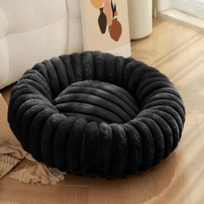 Round Plush Pet Bed – Soft Donut Bed for Cats and Dogs