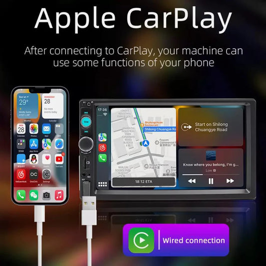 7 Inch Single DIN Touchscreen Car Stereo with Wired Apple CarPlay Android Auto Bluetooth and Backup Camera