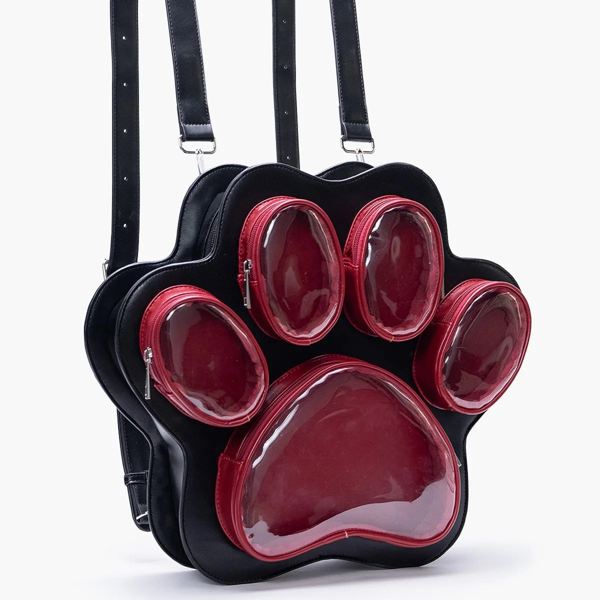 Cat Paw Lolita Backpack – Cute Kawaii Multi-Layer PVC Shoulder Bag for Women