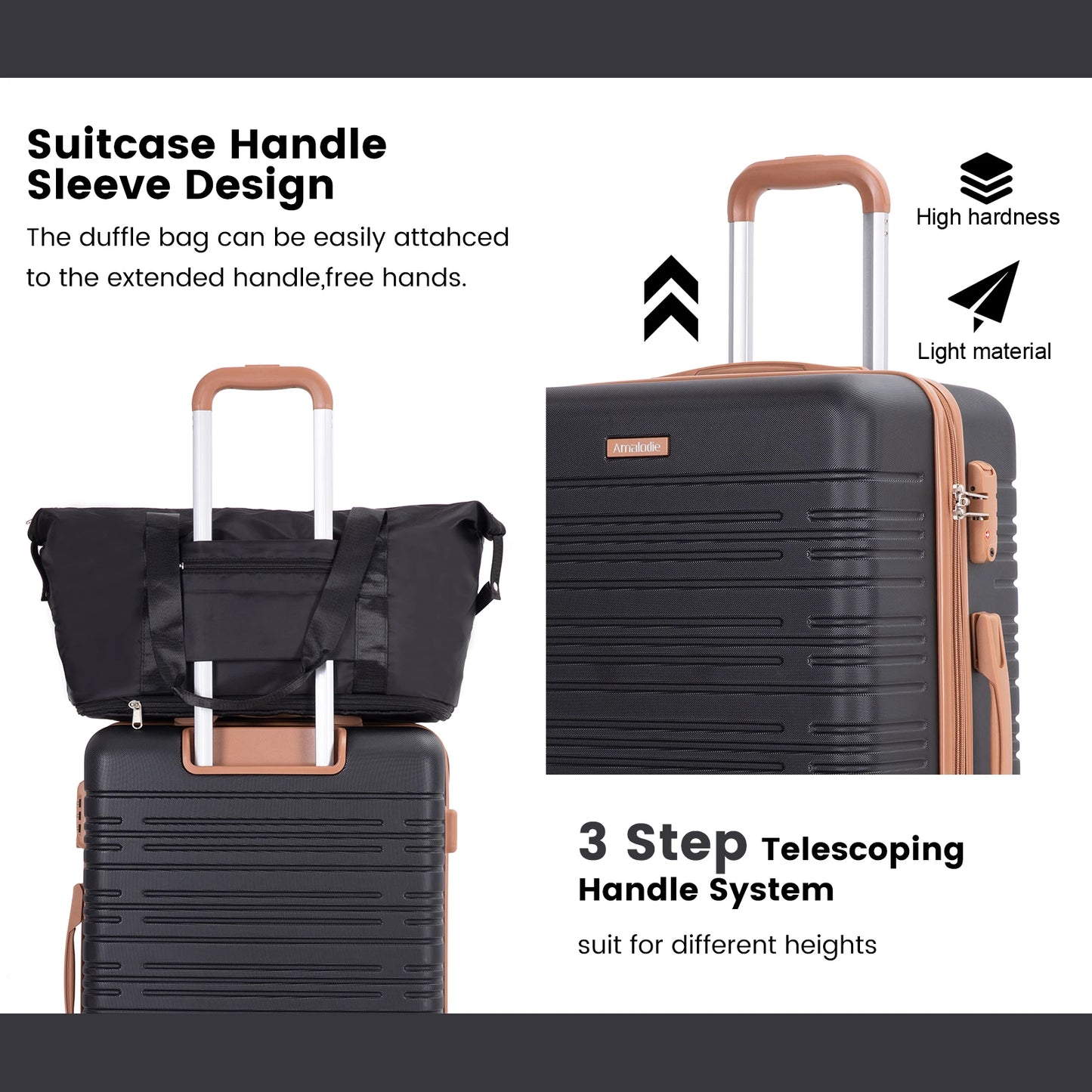 6-Piece Hardcase Luggage Set – Double Spinner Wheels & TSA Lock, 16/20/24/28" Suitcases + Travel Duffle Bag