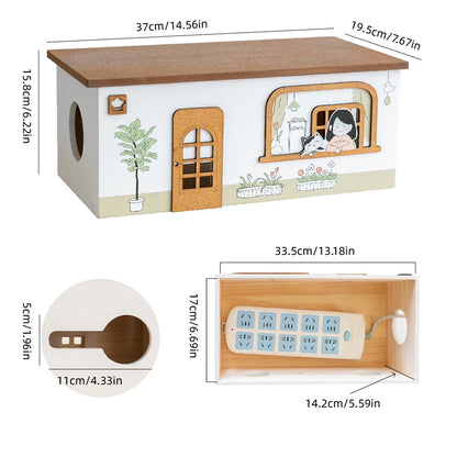 Wooden Desktop Cord Storage Box Desktop Organization Storage