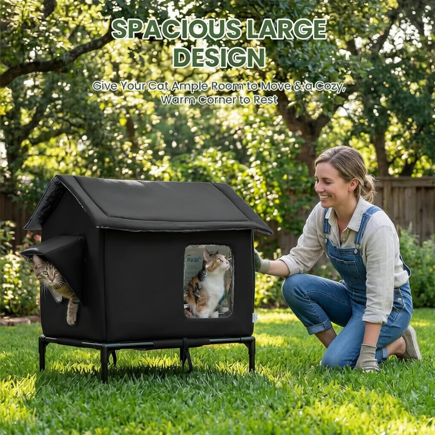 Elevated Weatherproof Cat House – Indoor & Outdoor Pet Shelter, Moisture-Proof