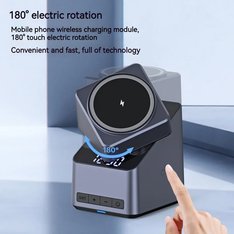 4 in 1 Magnetic Wireless Charger 15W Charging Station with Clock Display