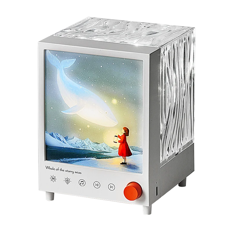 Aurora Box Projector Night Light Bluetooth Ambient Lamp with White Noise and Stepless Dimming for Bedroom