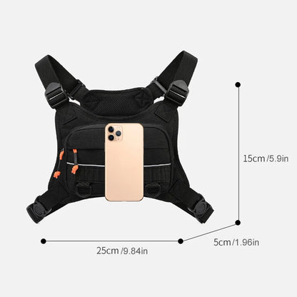 Tactical Chest Vest Bag with Reflective Strip – Running, Hiking & Outdoor