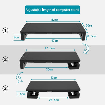 RGB Monitor Stand Riser with USB Hub, Fast Charging, Drawer & Phone Holder – Height Adjustable