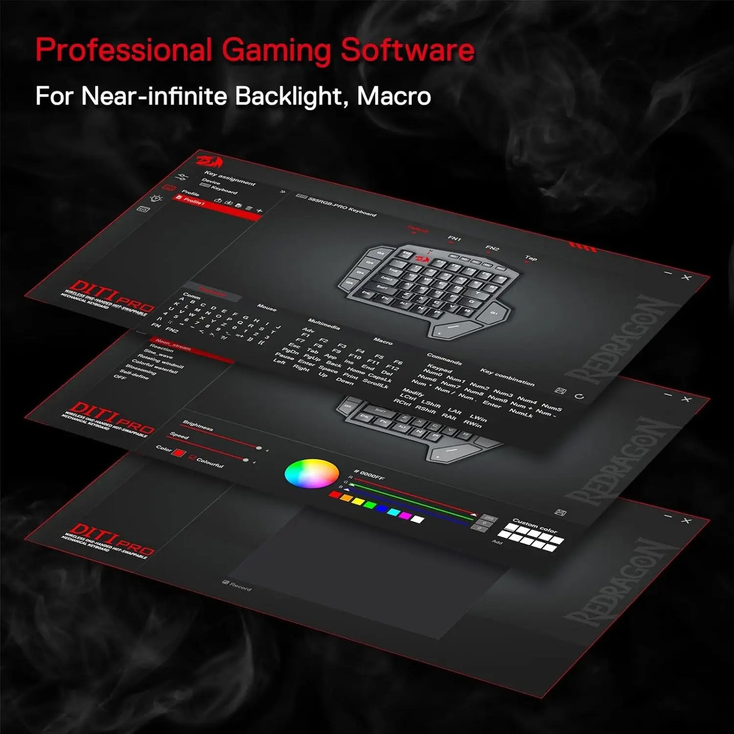 Wireless One Handed Mechanical Keyboard 42 Keys RGB Gaming Keypad with Macro Keys and Wrist Rest