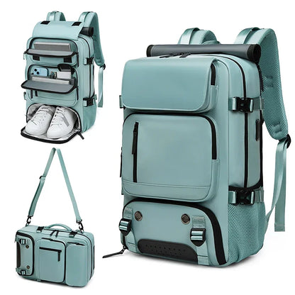 Women's 40L Travel Backpack with USB Charging Port, Shoe Bag & Laptop Sleeve
