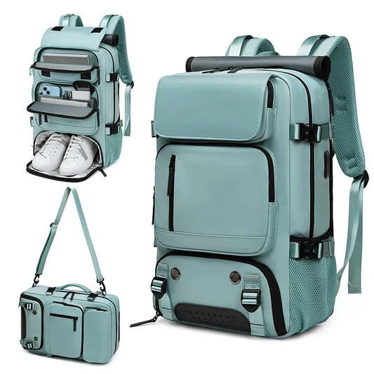 Women's 40L Travel Backpack with USB Charging Port, Shoe Bag & Laptop Sleeve