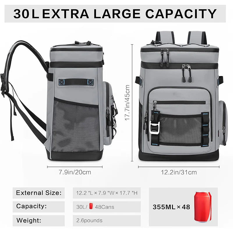 Insulated Cooler Backpack 30–40L – Leak-Proof, Holds 35 Cans, Keeps Cold 12 Hours