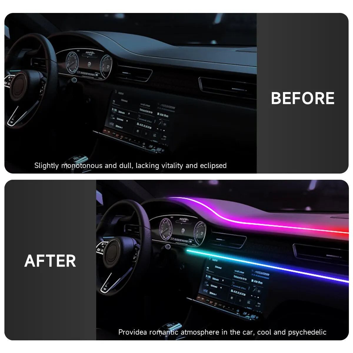 USB RGB Acrylic Car Interior Ambient Light Strip with App & Remote Control