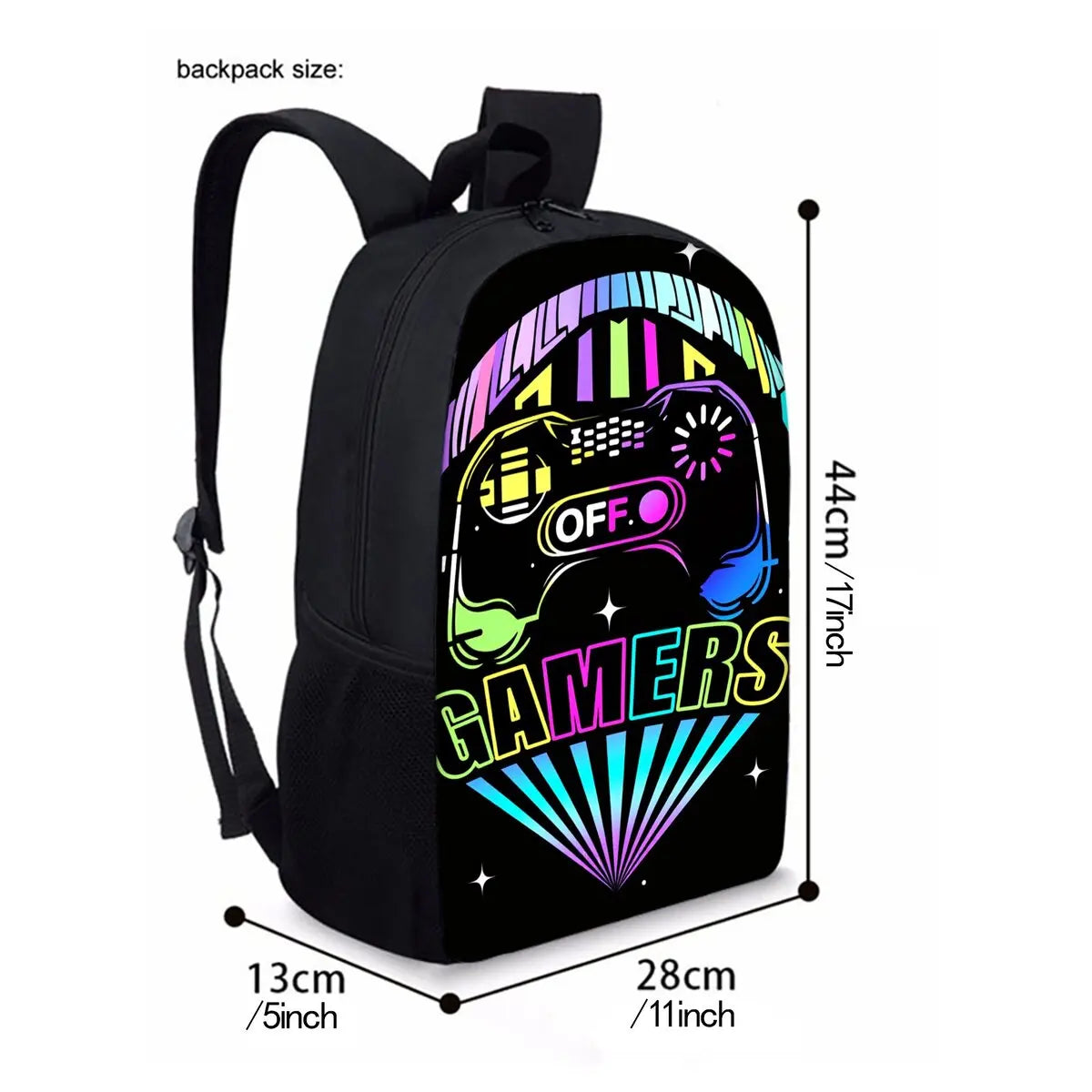 Gamepad Cyberpunk 2D Cartoon School Backpack – Lightweight Polyester Bag for Boys & Girls