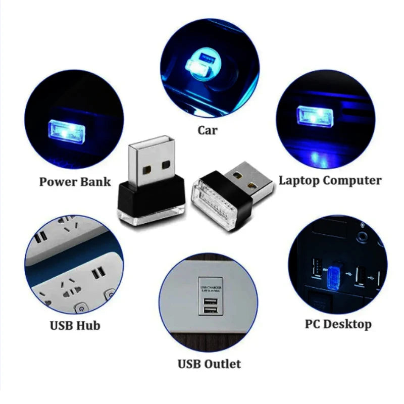 Mini USB LED Car Interior Ambient Light Decorative Plug-In Lamp