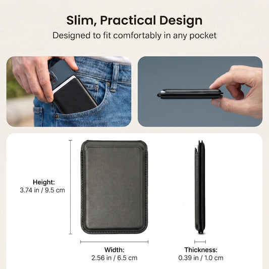2-in-1 Magnetic Wallet & Kickstand – N52 Magnet, RFID Blocking, Fits iPhone 12–16