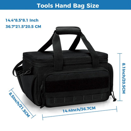 14" Heavy Duty Tactical Tool Bag – Non-Slip Base, Multi-Pocket, Polyester, Handyman Carpenter Organizer
