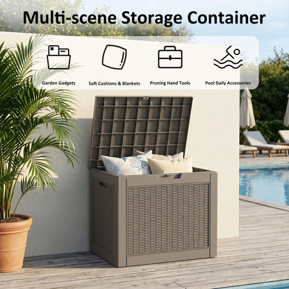 30 Gallon Outdoor Resin Deck Box – Rattan Textured Weatherproof Lockable Storage Chest