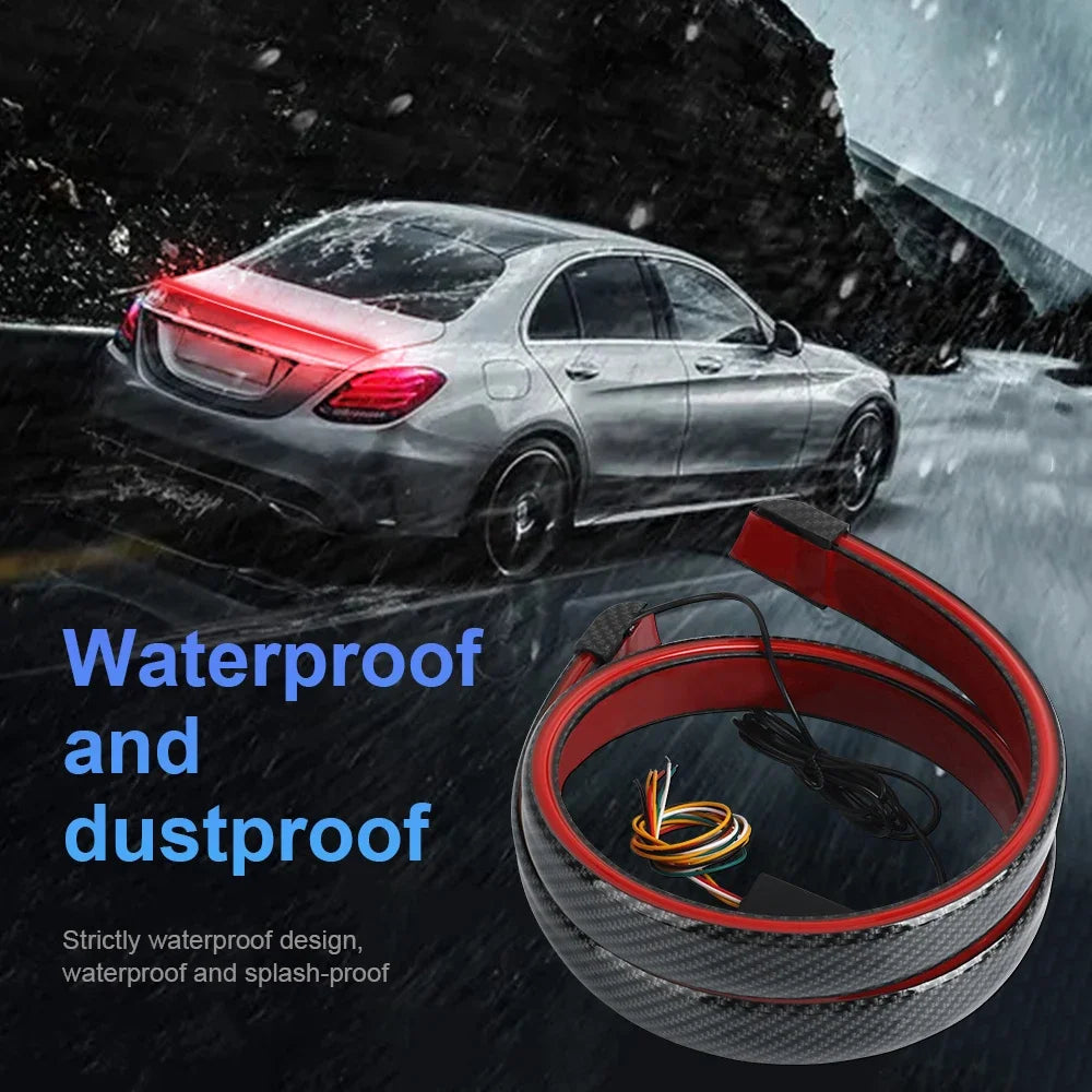 LED Car Trunk Tail Light Strip – DRL, Brake & Flowing Turn Signal, Universal Fit