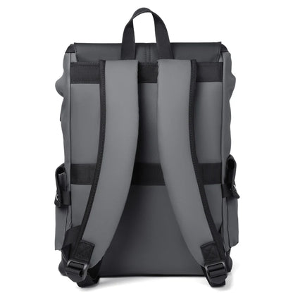 Men's PU Leather Laptop Backpack with USB Charging and Rain Cover