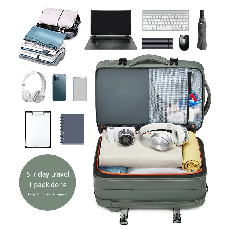 39L Expandable Laptop Backpack with USB Charging – Men & Women