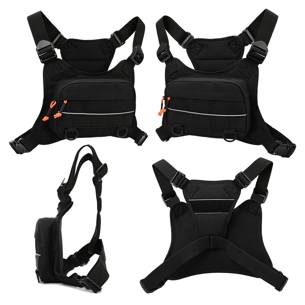 Tactical Chest Vest Bag with Reflective Strip – Running, Hiking & Outdoor