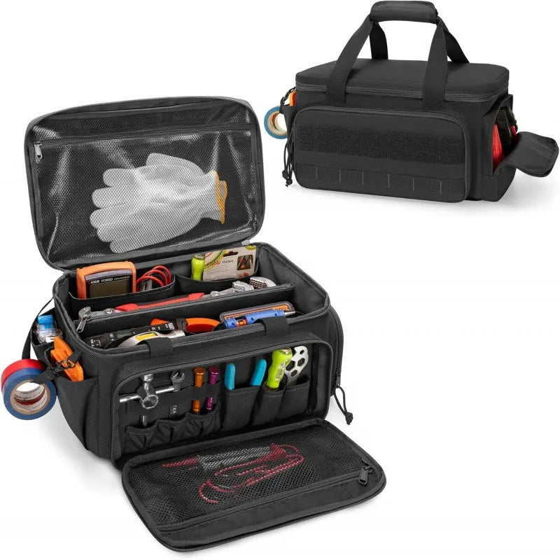 14" Heavy Duty Tactical Tool Bag – Non-Slip Base, Multi-Pocket, Polyester, Handyman Carpenter Organizer