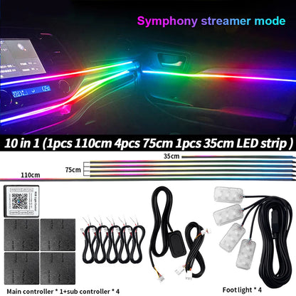 Car Interior Symphony Ambient Light Kit – 6 to 22-in-1, 213 Colors, Bluetooth App Control