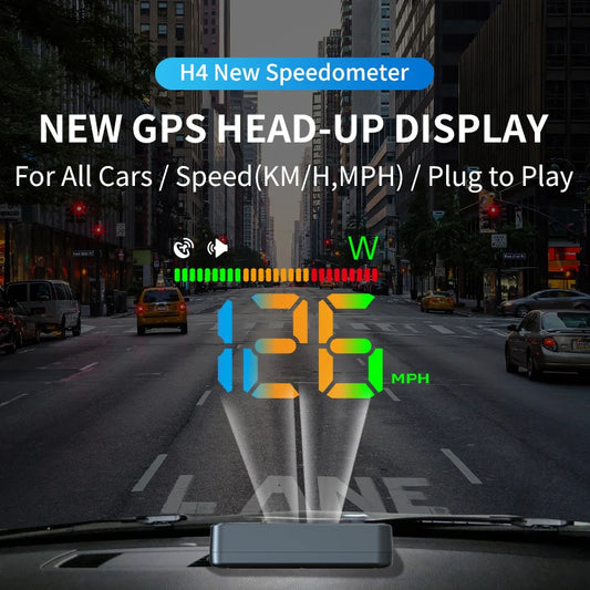 GPS Head Up Display Digital Speedometer with Compass Speed Alarm and USB Plug and Play for Cars