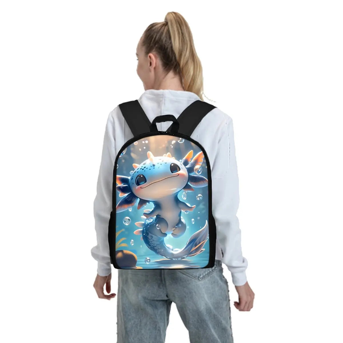 Sea Dragon 3D Print School Backpack 3-Piece Set – Backpack, Lunch Bag & Pencil Case for Boys & Girls
